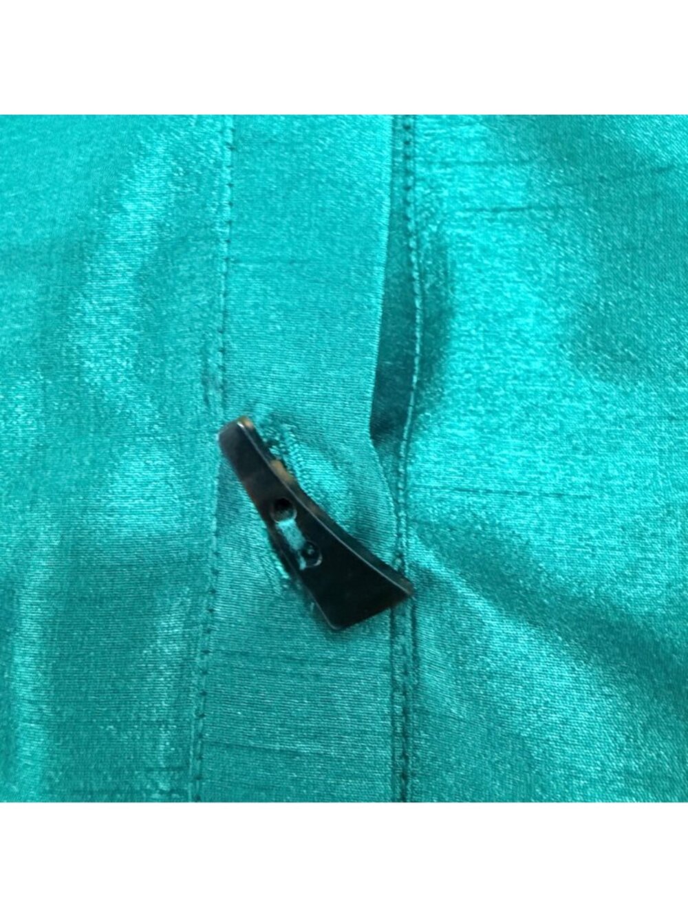 Gump's Women's Button Front Top Sz XL Green Silk Blend 3/4 Sleeve Blouse Vintage - Picture 3 of 9